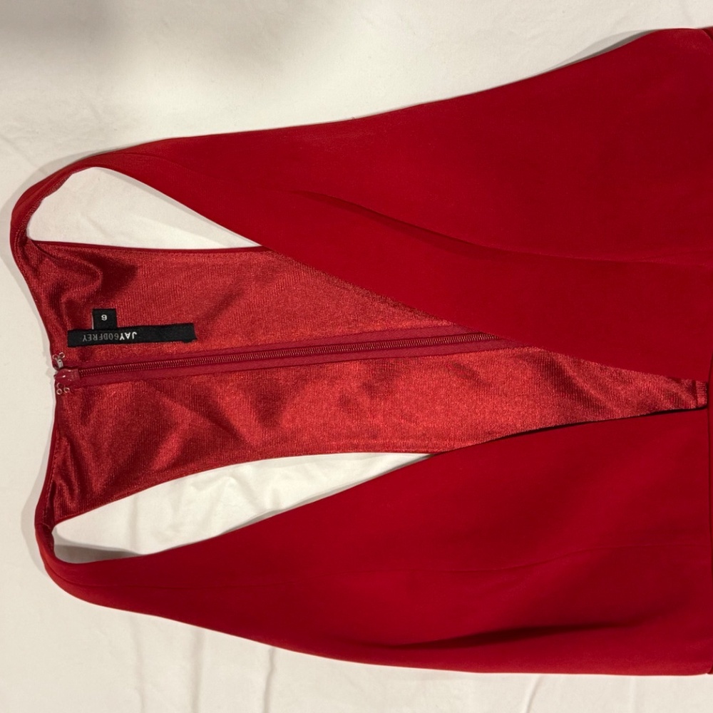 Jay Godfrey Kit Plunge Midi Dress (Red), Size 6 - Picture 2 of 4